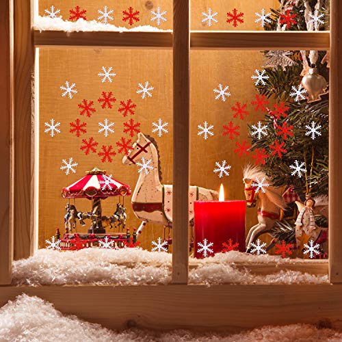 WILLBOND 500 Pieces Christmas Snowflakes Table Confetti Decorations White Red Non-Woven V11176