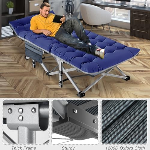 ABORON Oversized Folding Camping Cot for Adults, Double Layer 1200D, with Mat & Carrying Bag S2407