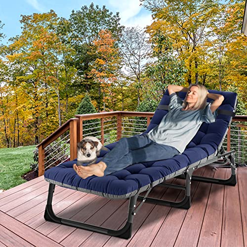 Portable Folding Camping Cot, Adjustable Reclining Chaise with Pillow U54731
