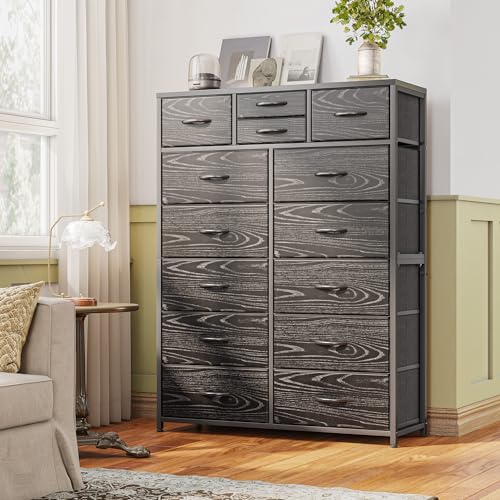 EnHomee Pink Tall Dresser with 14 Drawers, Metal Frame and Wooden Top Y156483