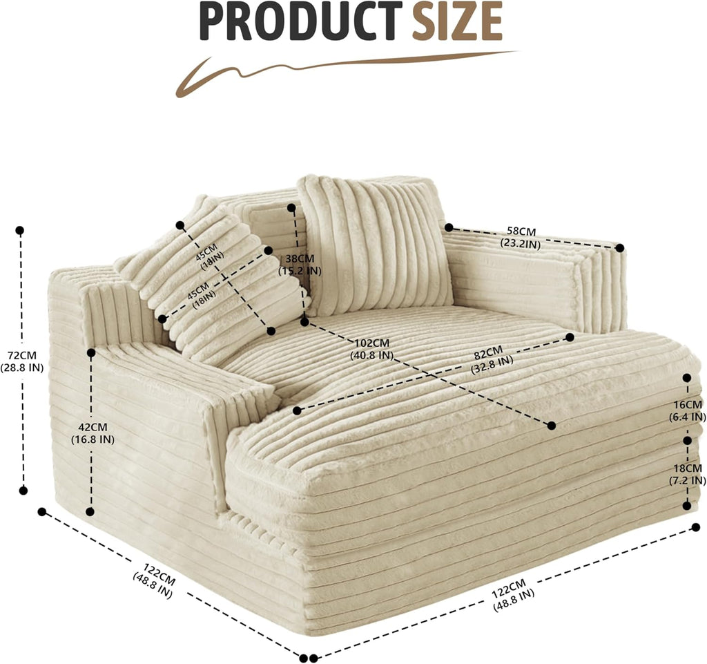 Oversized Chaise Lounge Sofa with 2 Throw Pillows S781613