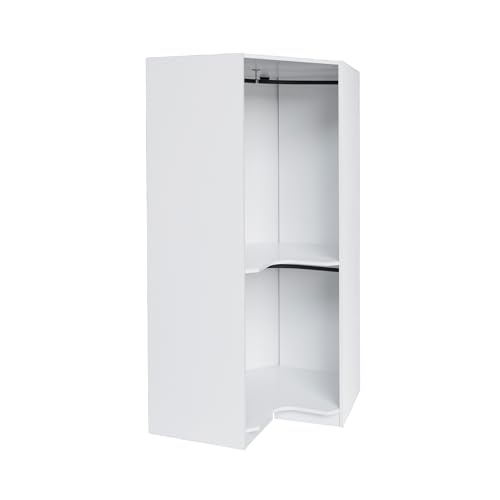 Merax Corner Wardrobe Closet Organizer with Hanging Rails & Shelves, Natural S71492