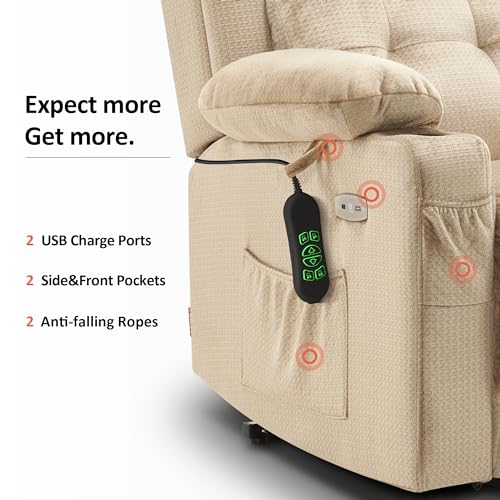 MCombo Dual Motor Power Lift Recliner Chair with Massage and Heat, Grey J16247