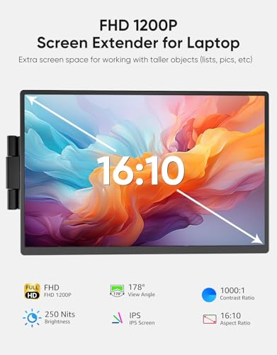 Laptop Screen Extender 14" FHD 1200P IPS Portable Monitor X6094