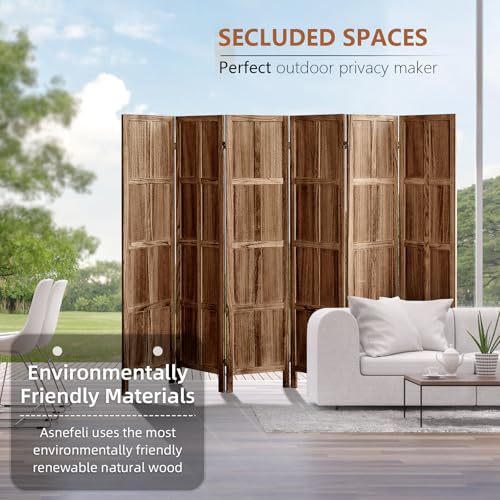 Wood Room Divider 4 Panel, 5.6 FT Tall Folding Privacy Screen, Retro White K4688