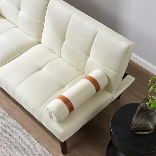 Linen Convertible Sofa Bed Futon with Adjustable Backrests E594