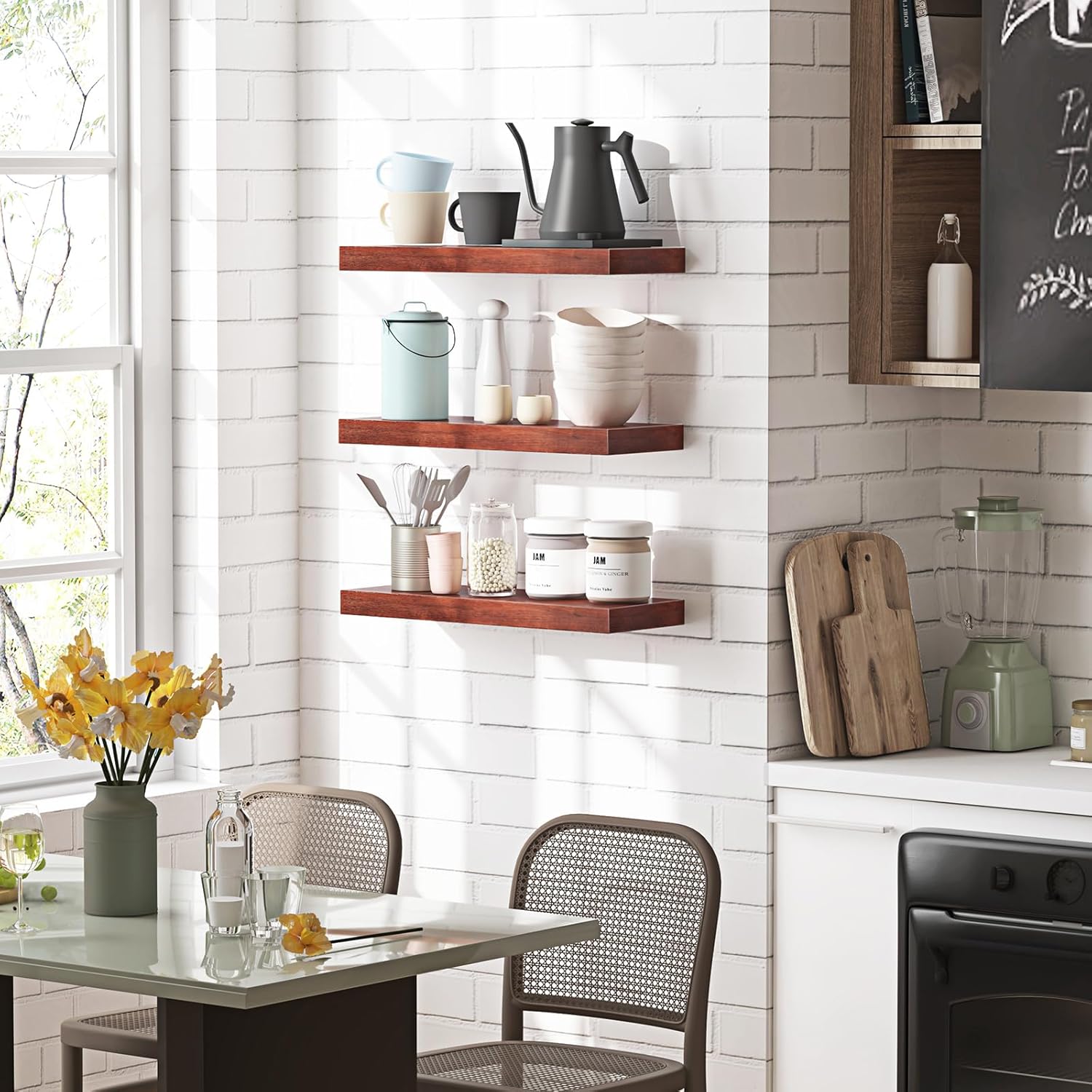 Fixwal Floating Shelves for Wall, 3 Pack, Walnut V6003