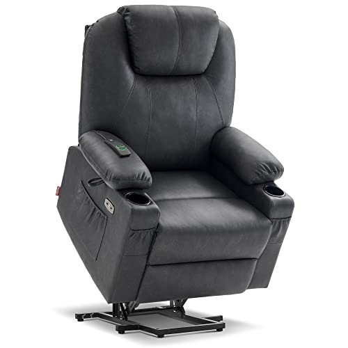 MCombo Power Lift Recliner Chair for Elderly with Heat and Massage, Faux Leather, Black V60394