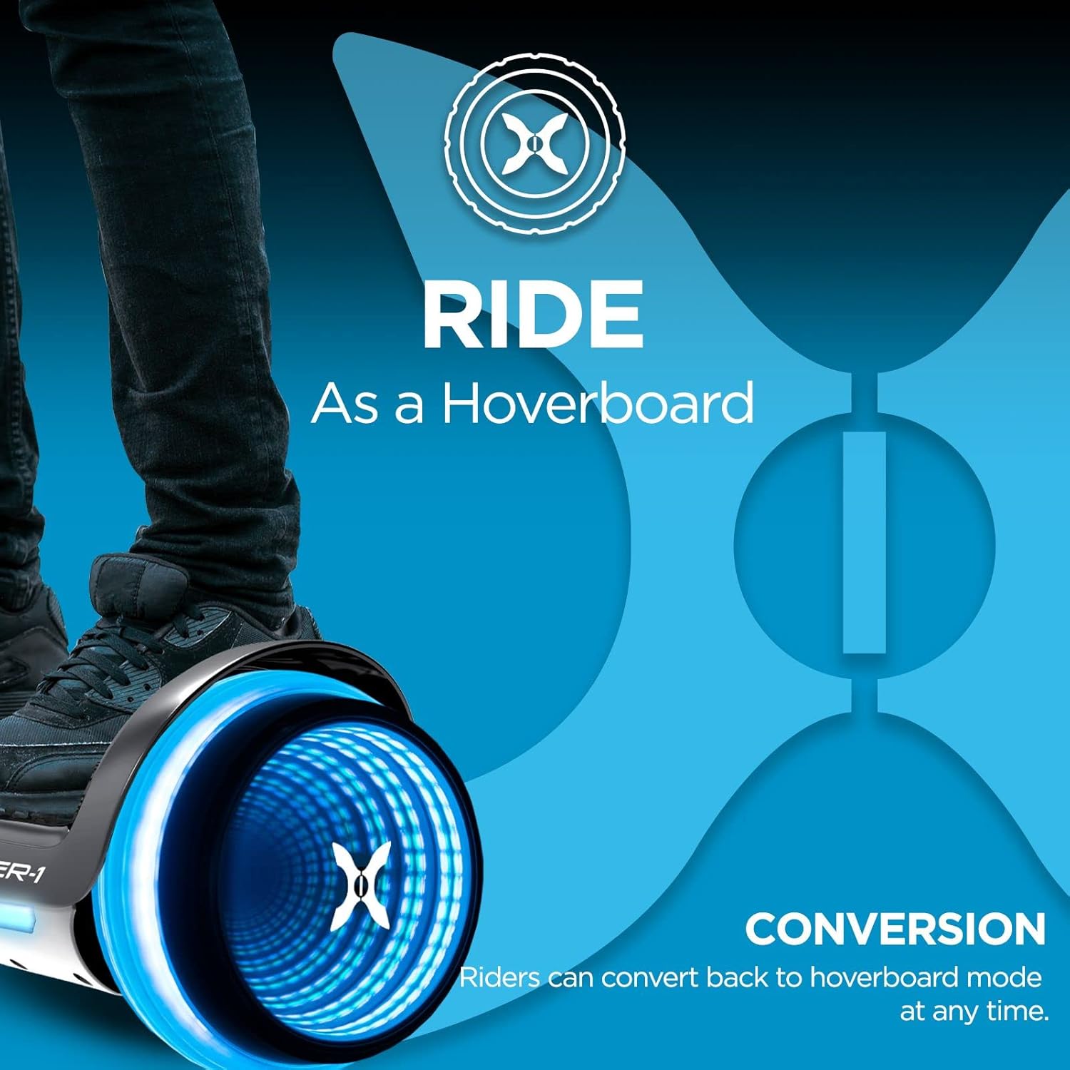 Hover-1 Turbo Hoverboard Combo with Seat Attachment, Black N4017