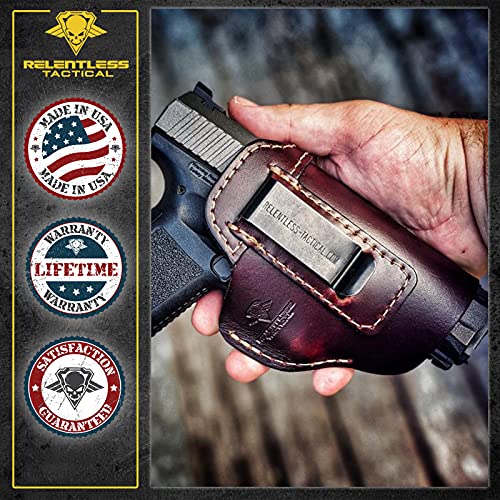 Relentless Tactical The Defender Leather IWB Holster for Glock 17 19 19X 26 43 43X 45 A486
