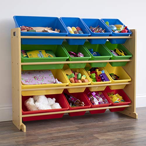 Humble Crew Supersized Toy Storage Organizer with 16 Removable Bins, Grey/White D772791