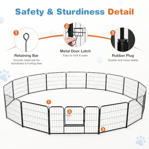 Sweetcrispy Dog Playpen Indoor - 8 Panel Metal Pet Fence with Doors for Small/Medium Pets R262216