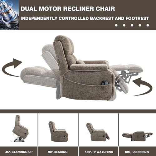 Lift Chair Recliner with Massage and Heat, Heavy Duty for Seniors, Brown V12888