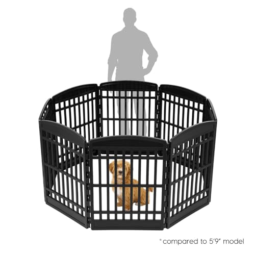 IRIS USA 24" 6-Panel Dog Playpen for Puppies & Small Dogs, Black N28330