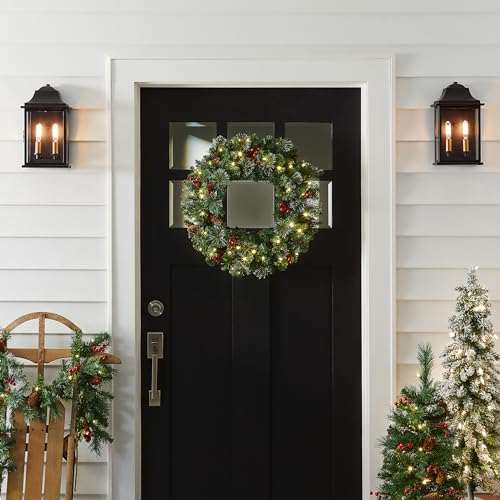National Tree Company 30 in Pre-Lit Crestwood Spruce Artificial Christmas Wreath with Clear Lights G9281