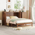 KEIKI Queen Size Cabinet Murphy Bed with Charging Station and Drawer, Multiple Storage Foldable Hideaway Wall Murphy Bed Frame with Solid Slat, No Box Spring Needed, Easy Assembly, for Bedroom, Walnut