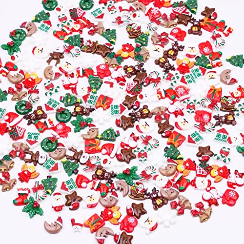 100pcs Christmas Slime Flatback Charms Resin Ornaments for Craft Making B46744