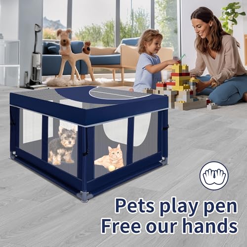 Puppy Playpen Indoor for Small Pets, 42x42x25 Inch with Gate U1971