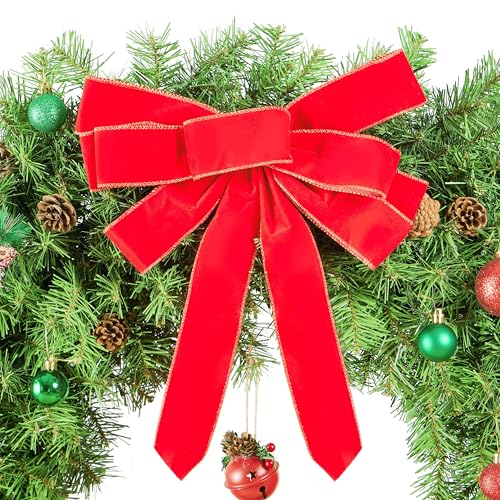 Yaheetech 48in Pre-lit Artificial Christmas Wreath with Red Bow, 200 LED Lights Y257427