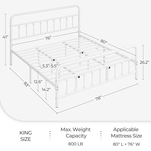 Yaheetech Classic Metal Platform Bed Frame with Victorian Headboard, Full Size Black T81083