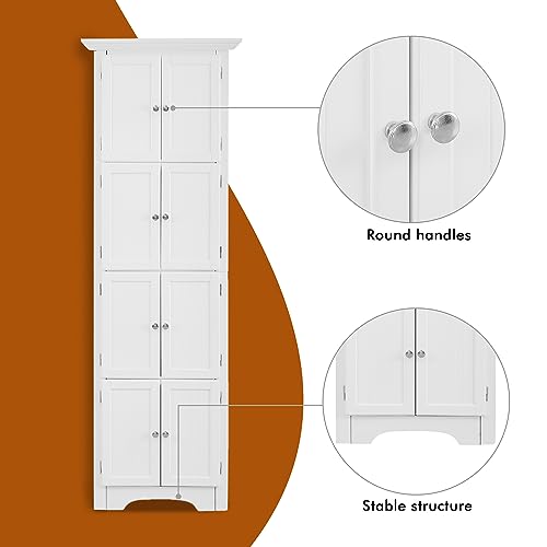 72" Tall Corner Cabinet with Doors and 4 Shelves, White G153697