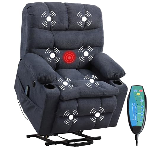 Phoenix Home Large Power Lift Recliner with Massage and Heat for Elderly, Brown O77713