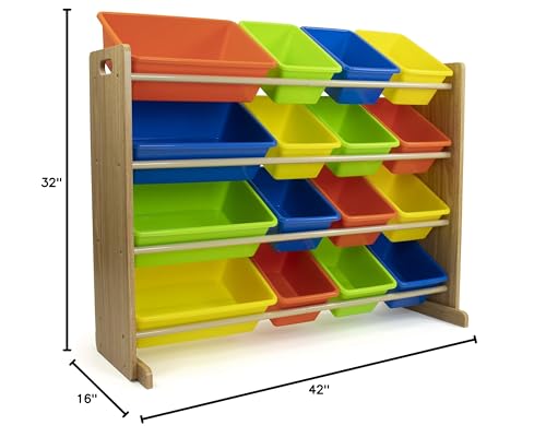 Humble Crew Supersized Toy Storage Organizer with 16 Removable Bins, Grey/White D772791