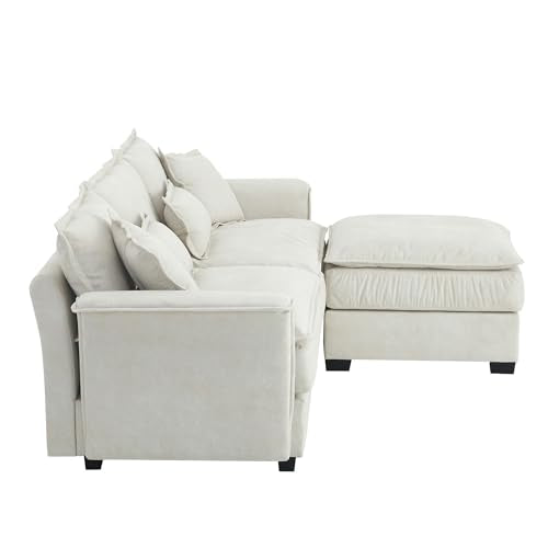 PURLOVE Convertible Sectional Sofa Couch with Ottoman, Dark Grey A15215