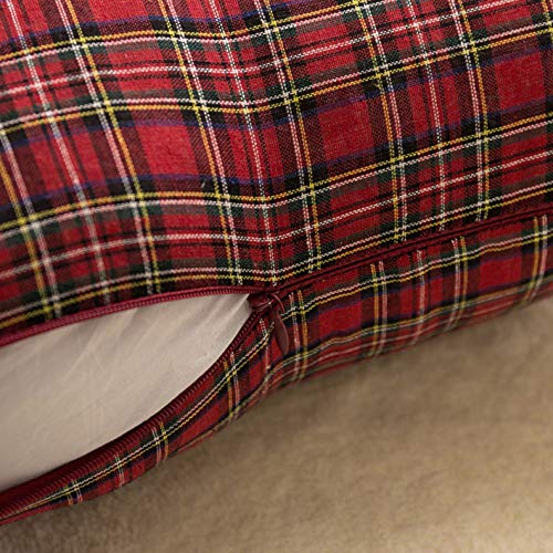 Pack of 2 Christmas Plaid Throw Pillow Covers Green 20x20 Inches U98072
