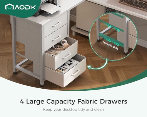 AODK L Shaped Gaming Desk with 4 Drawers, Power Outlets, Black P81263