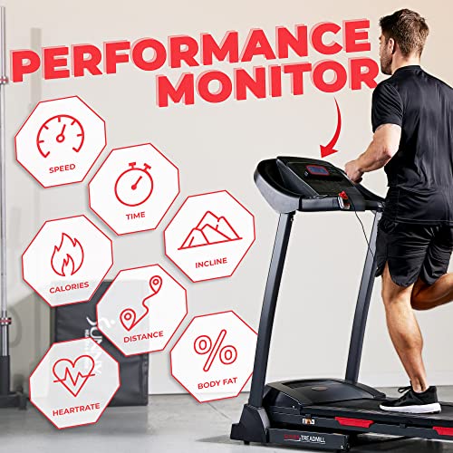 Sunny Health & Fitness Folding Incline Treadmill with Pulse Sensors A924