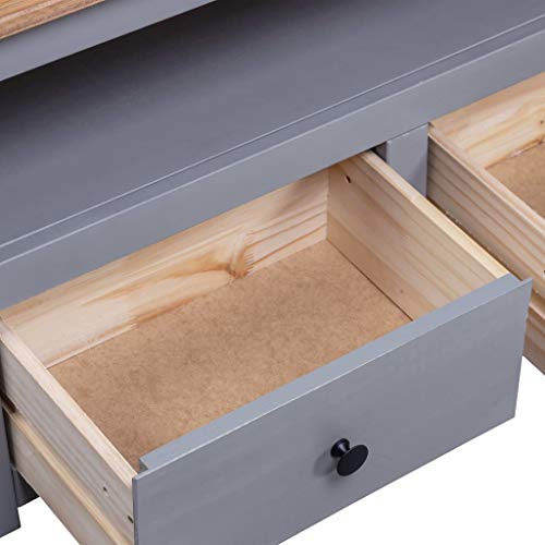 Corner TV Stand Gray Solid Pine with Drawers O2071