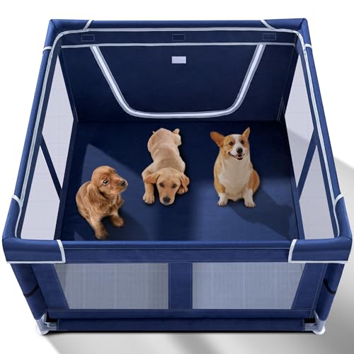 Puppy Playpen Indoor for Small Pets, 42x42x25 Inch with Gate U1971
