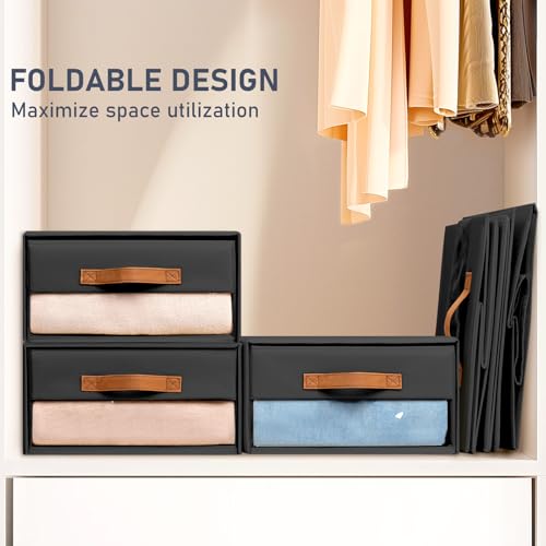 DIMJ Closet Organizers and Storage - Fabric Bins with Drawers, Stackable, 4-Pack, Grey G8366