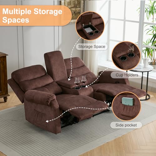 65.7" Manual Loveseat Recliner with Storage Console, Grey Linen G3610