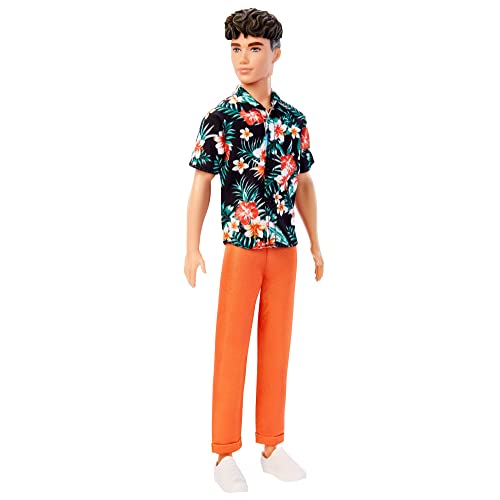 Barbie Fashionistas Ken Doll #184 with Hawaiian Shirt and Orange Pants F4234
