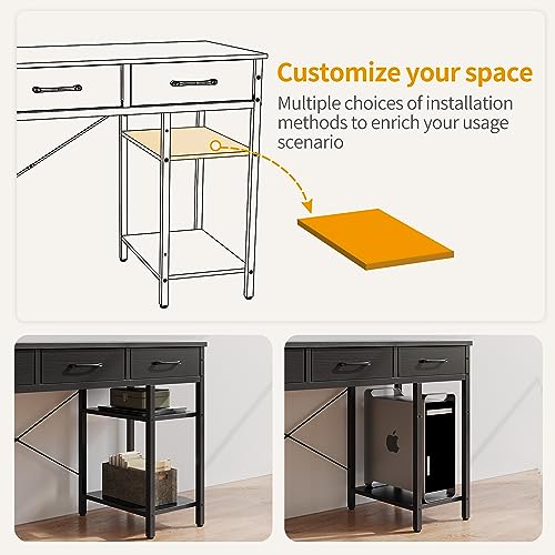 CubiCubi 47 Inch Computer Desk with 3 Drawers, Black D89125