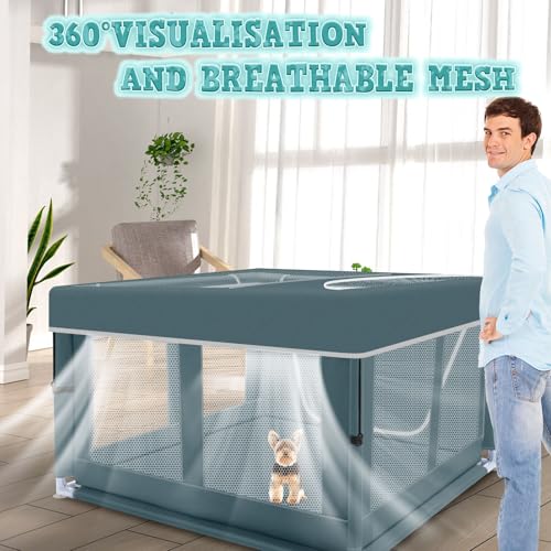 42x42x25.6 Inches Puppy Playpen with Gate for Small Dogs Indoor & Outdoor G192