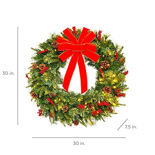 Best Choice Products 30in Pre-Lit Battery Powered Christmas Wreath with 100 Lights P68958