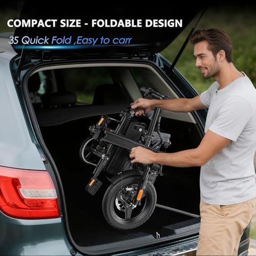 Peak 500W Folding Electric Bike for Adults, 14" Mini Ebike with Removable Battery D85153