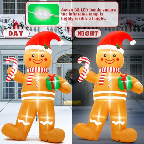 Giant Inflatable Santa Claus with LED Lights Outdoor Christmas Decorations W1618