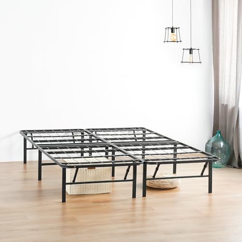 PrimaSleep 18 Inch Heavy Duty Steel Slat Bed Frame, Full, Black P73898