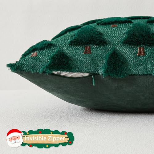 UGASA Star Christmas Decorative Pillow Covers 18x18 Inch Set of 2 Dark Green Q9265
