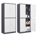 Metal Garage Cabinets, 72" Tall Locking Storage Cabinets with 2 Doors and 5 Adjustable Shelves, Steel Utility Tool Cabinet, Black Lockable Outdoor Storage Cabinet for Pantry, Garage, Home Office