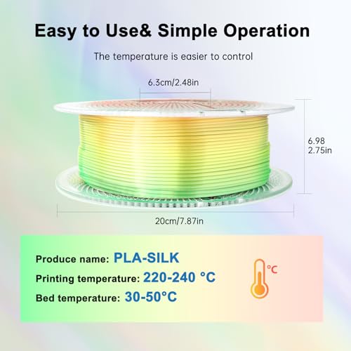 Silk PLA Filament 1.75mm Triple Colors 1kg Spool H522734