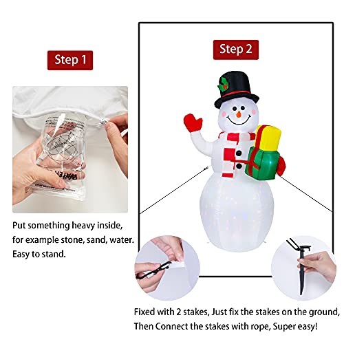 COOLWUFAN 6 FT Christmas Inflatables Santa Claus with Gifts Bag, LED Lights Outdoor Yard Decoration T979