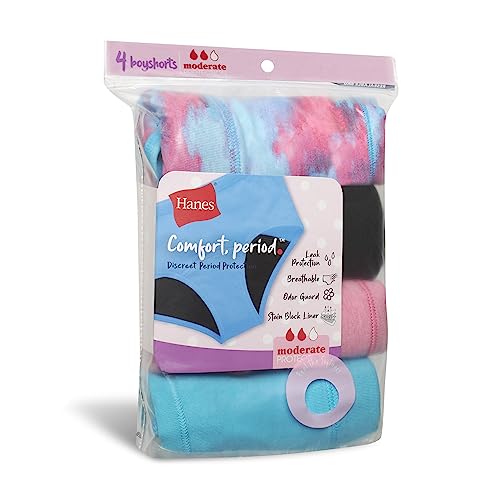 Hanes Girls' & Boys' Period Underwear Hipster Short, Multi-Pack Y24165