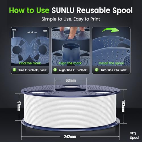 SUNLU 4kg PLA 3D Printer Filament Bundle, 1.75mm, 4 Black Spools V387