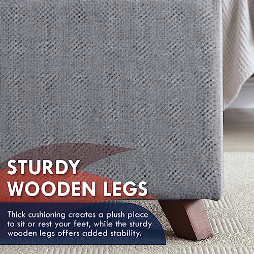 Ornavo Home Linen Tufted Square Storage Ottoman with Lift Off Lid, Gray R949215