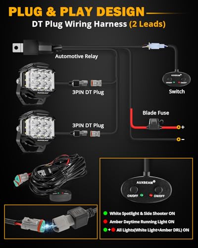 Auxbeam V-MAX Series 72W LED Pod Driving Lights with Amber DRL M188641